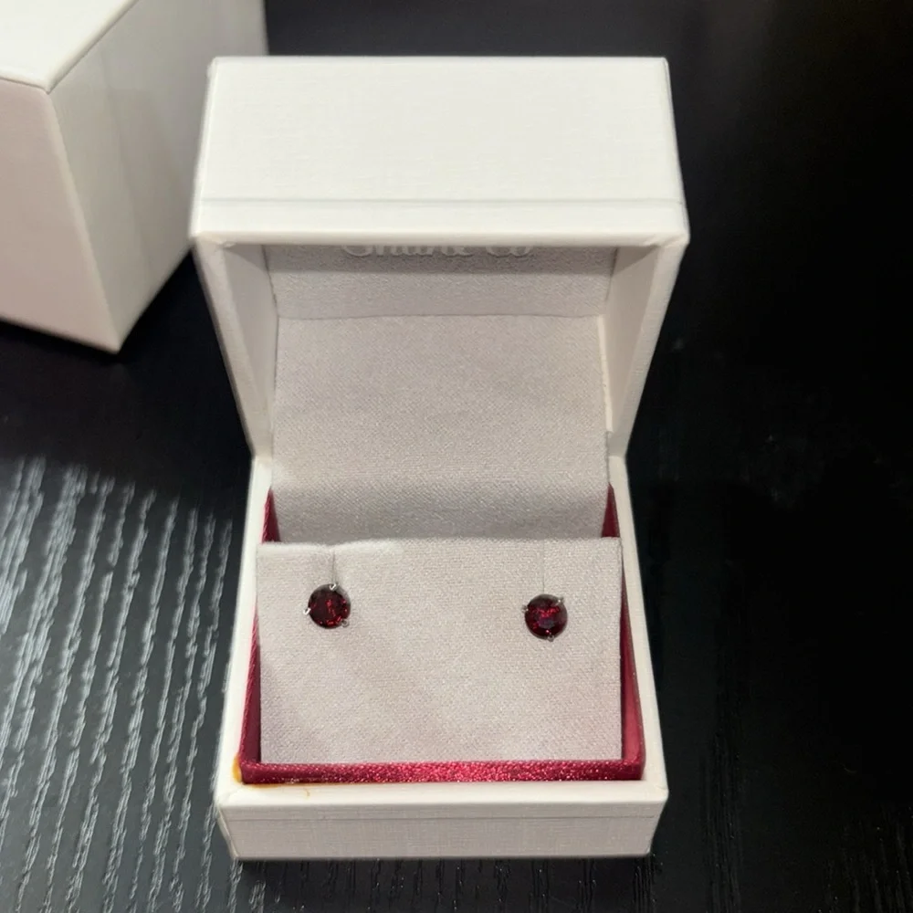 Garnet Studs Shane Co. - Picture 4 of 5